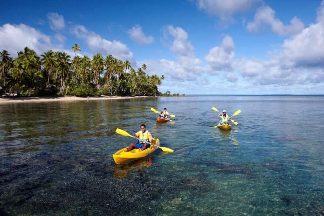 Kayking, one of the best things to do in Fiji with kids